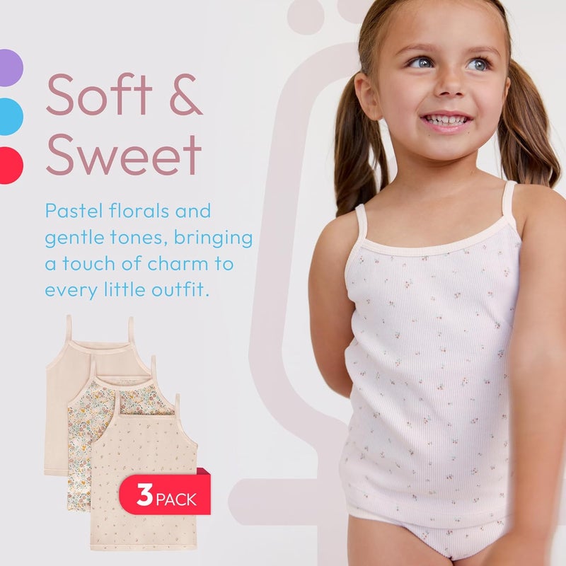 Feathers Super Soft Girls Undershirts Tagless Camisoles – Cotton Cami Girls Tank Tops (3 Pack) - Image 4